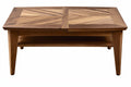 **Technische Titel in het Nederlands: Moderne houten salontafel met geometrisch patroon**