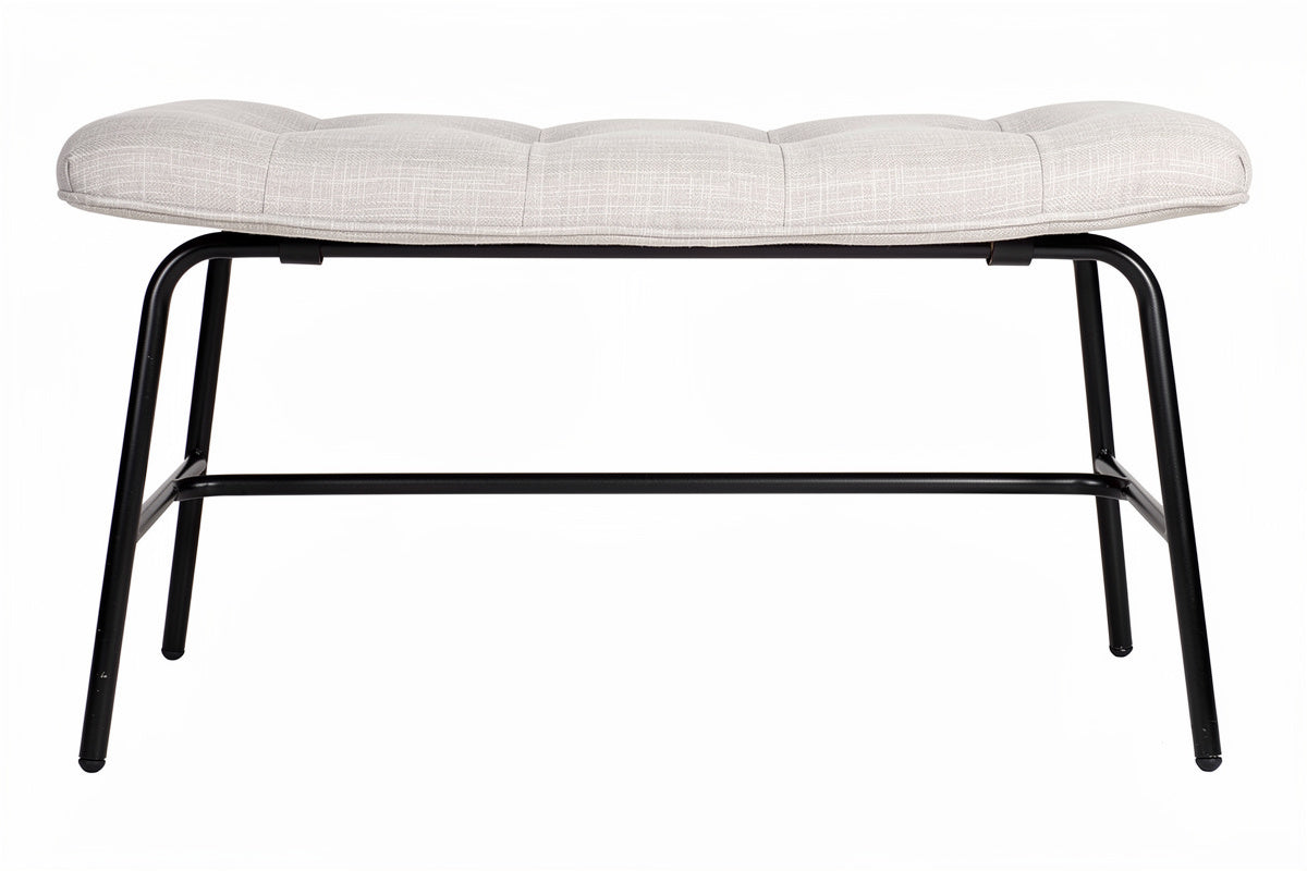 **Technische titel in het Nederlands:** Moderne voetenbank met stoffen zitting en metalen frame