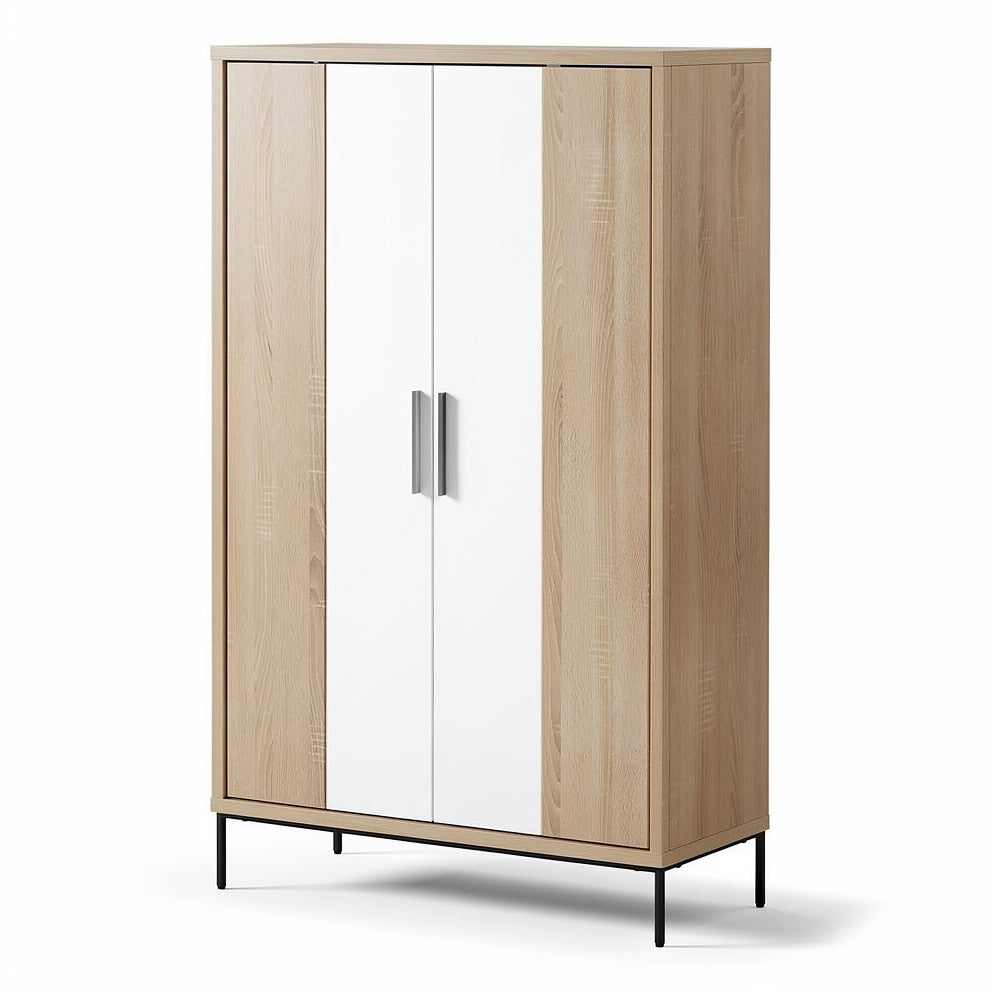 **Technische titel in het Nederlands: Moderne opbergkast van hout met witte deuren**