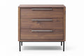 **Moderne houten ladekast met metalen handvatten**
